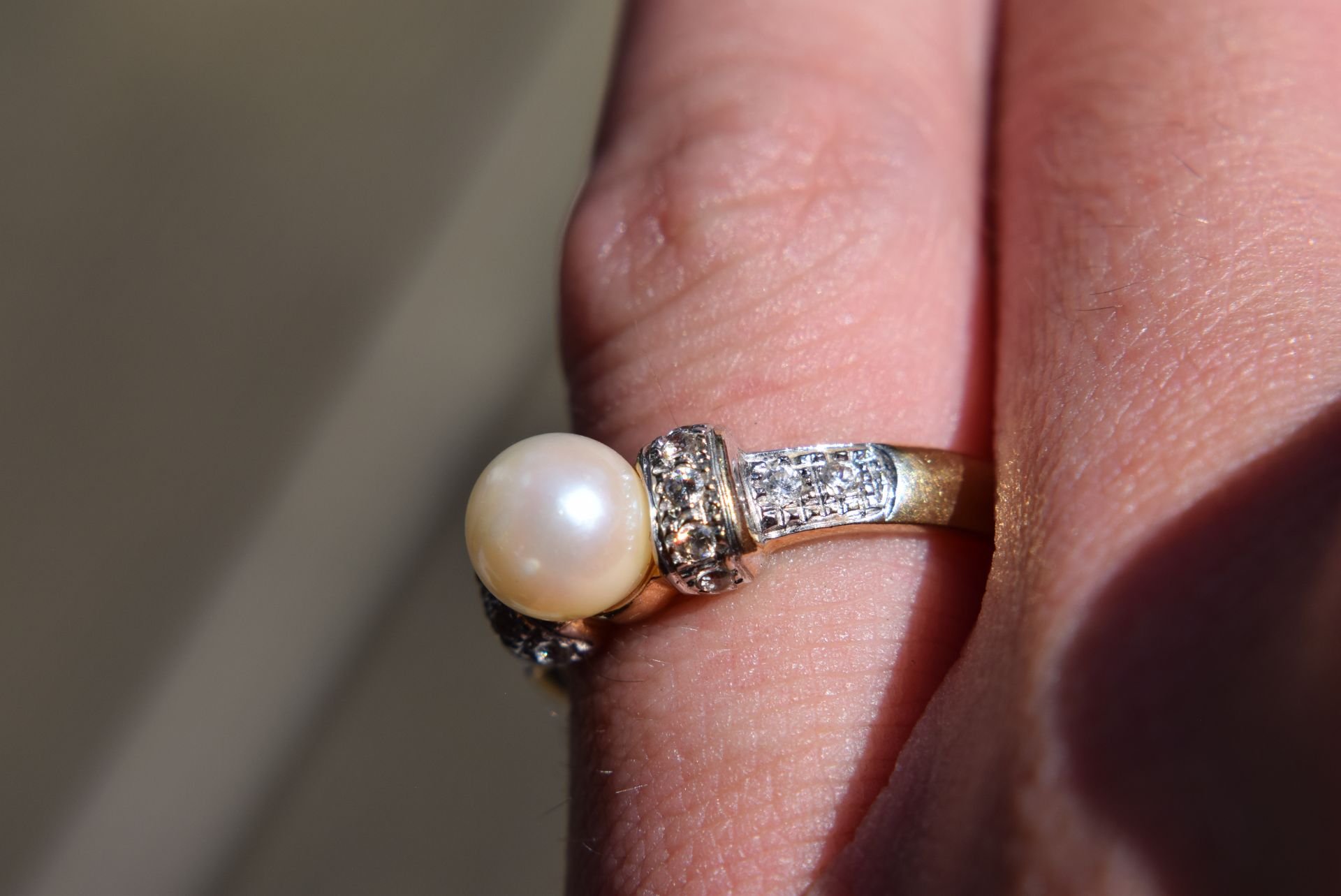 18k Gold Pearl & Diamond Ring (Size O) - Image 4 of 5