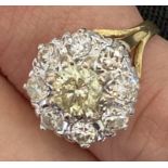 18k Gold & Diamond Ring Approx 1.3ct Total - Appears Fancy Yellow Centre Stone (Size: N)