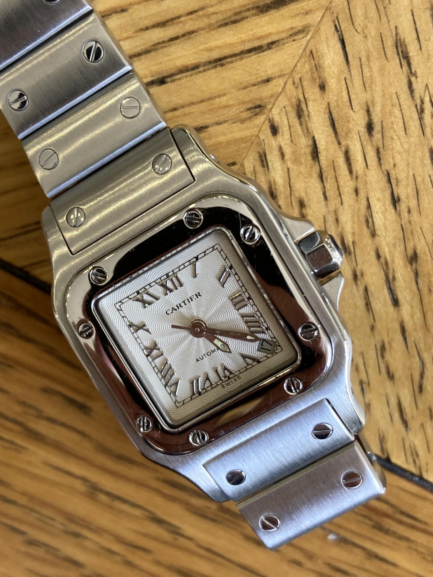 CARTIER SANTOS 24MM, STAINLESS STEEL, SILVER GUILLOCHE DIAL - Image 5 of 9