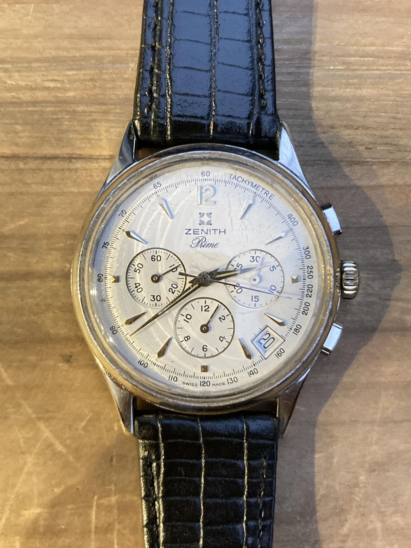 ZENITH PRIME EL PRIMERO CHRONOGRAPH WATCH, WHITE DIAL, APPROX 40MM INC CROWN