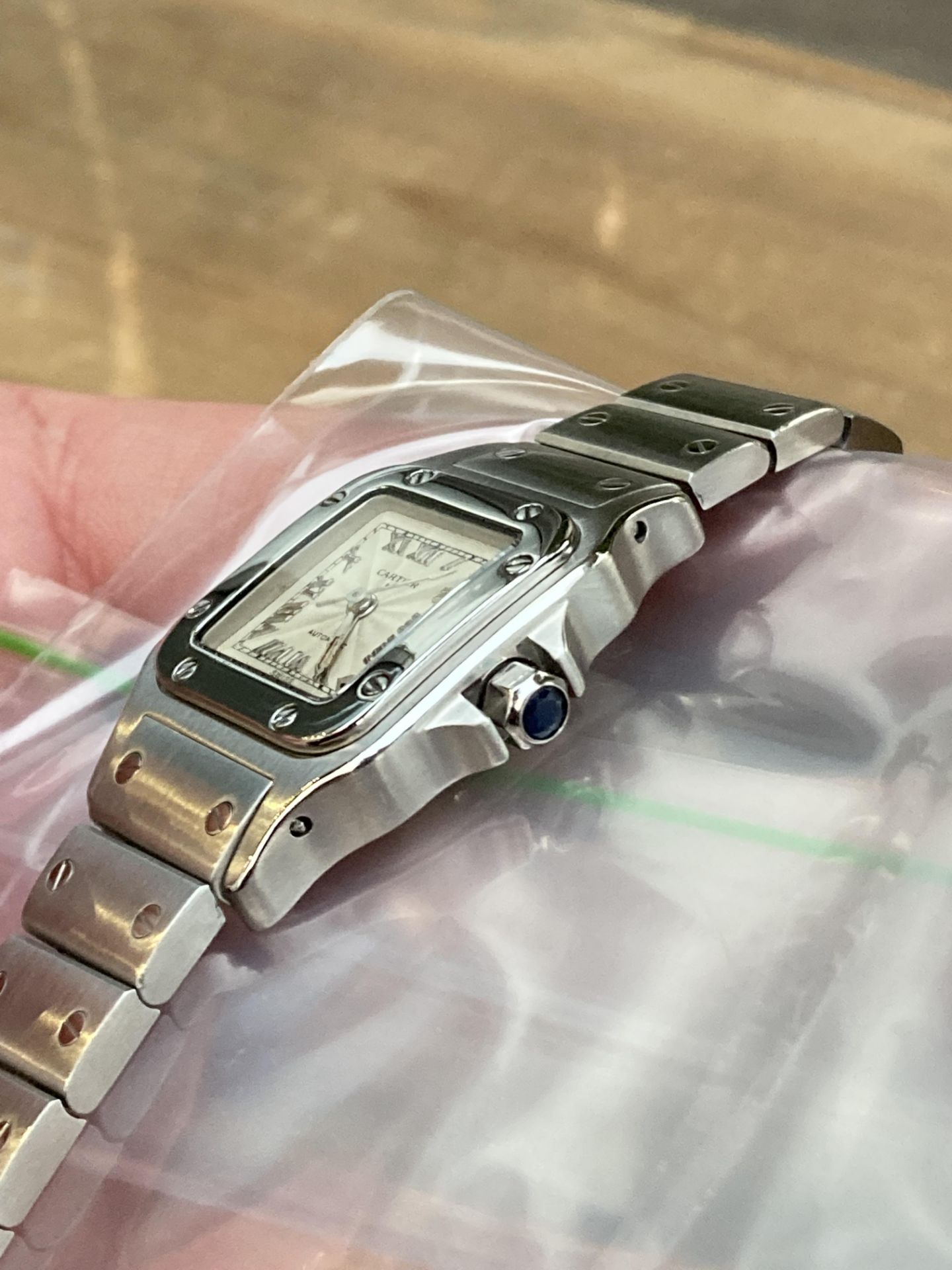 CARTIER SANTOS 24MM, STAINLESS STEEL, SILVER GUILLOCHE DIAL - Image 3 of 9