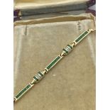 ART DECO STYLE 9ct GOLD EMERALD & DIAMOND BRACELET