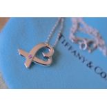 Tiffany & Co. Sterling Silver Paloma Picasso ""Loving Heart"" PINK SAPPHIRE Necklace with 16"" chain