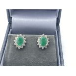 14k GOLD EMERALD & DIAMOND EARRINGS