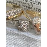 MIXED GOLD/ PLATINUM/ DIAMOND RINGS, 6.9G