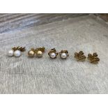 4X PAIRS 9CT GOLD EAR STUDS - 4.1G