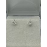 14k WHITE GOLD 1.50ct DIAMOND STUD EARRINGS WITH SCREWBACKS