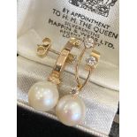18CT YELLOW GOLD PEARL & DIAMOND EARRINGS - 4G WEIGHT (GOLD TESTED)