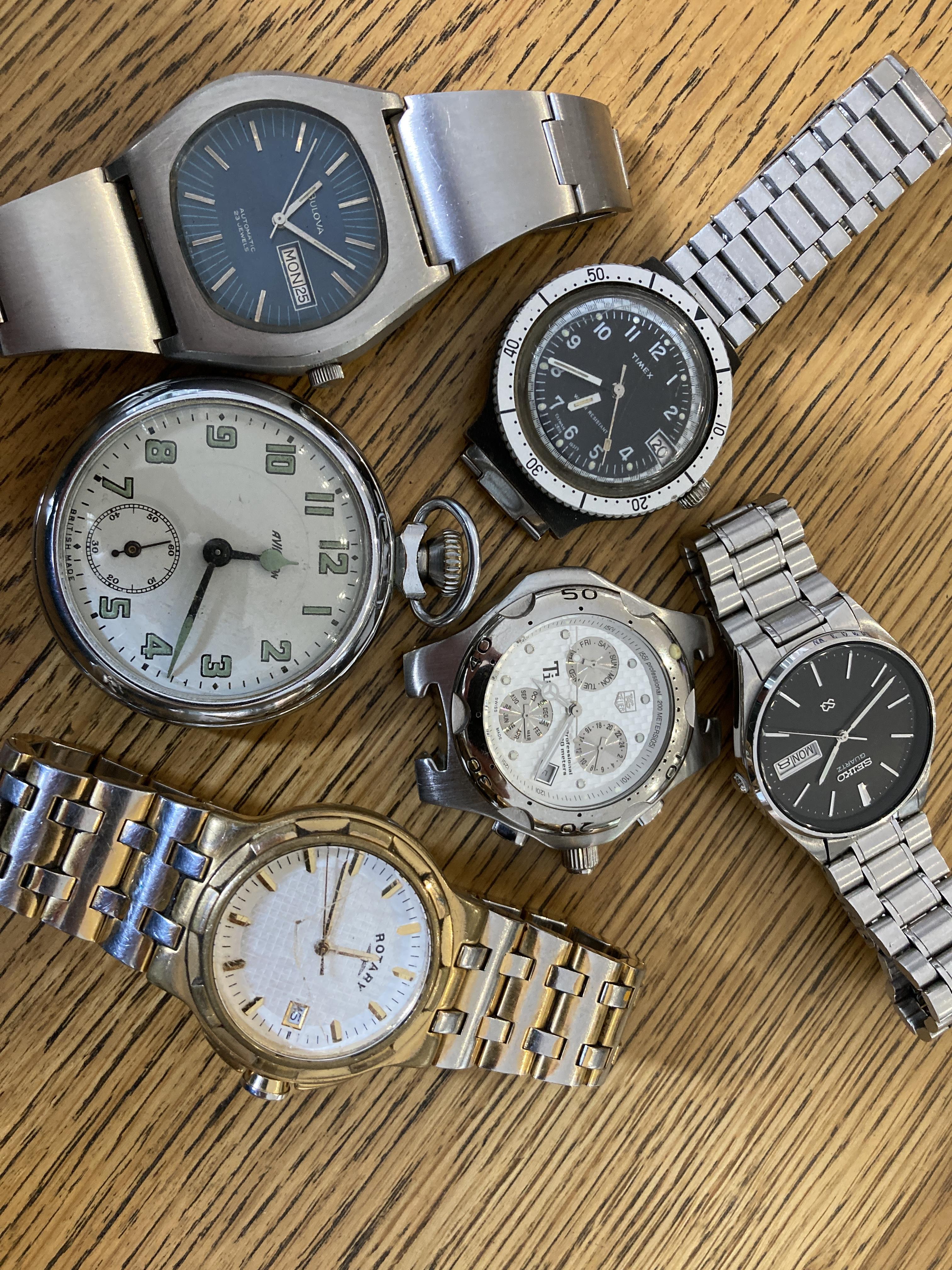 MIXED WATCHES INCLUDING SEIKO, BULOVA, ROTARY ETC