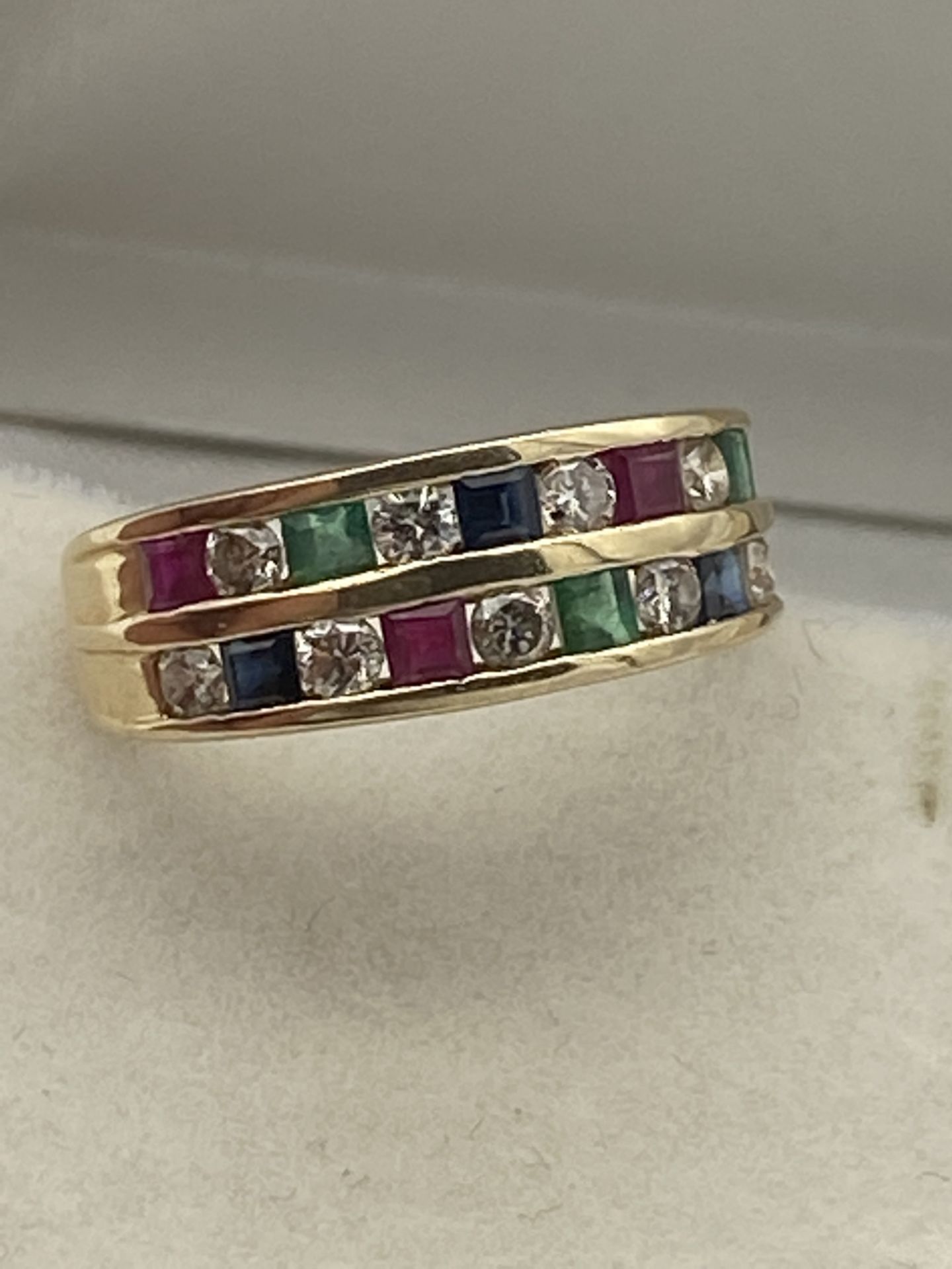 14ct MULTI GEM SET DOUBLE ETERNITY RING - Image 4 of 4