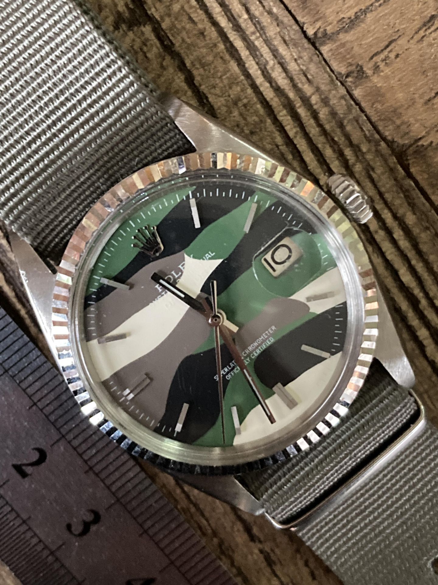 ROLEX DATEJUST 1601 - FLUTED BEZEL, CAMO DIAL