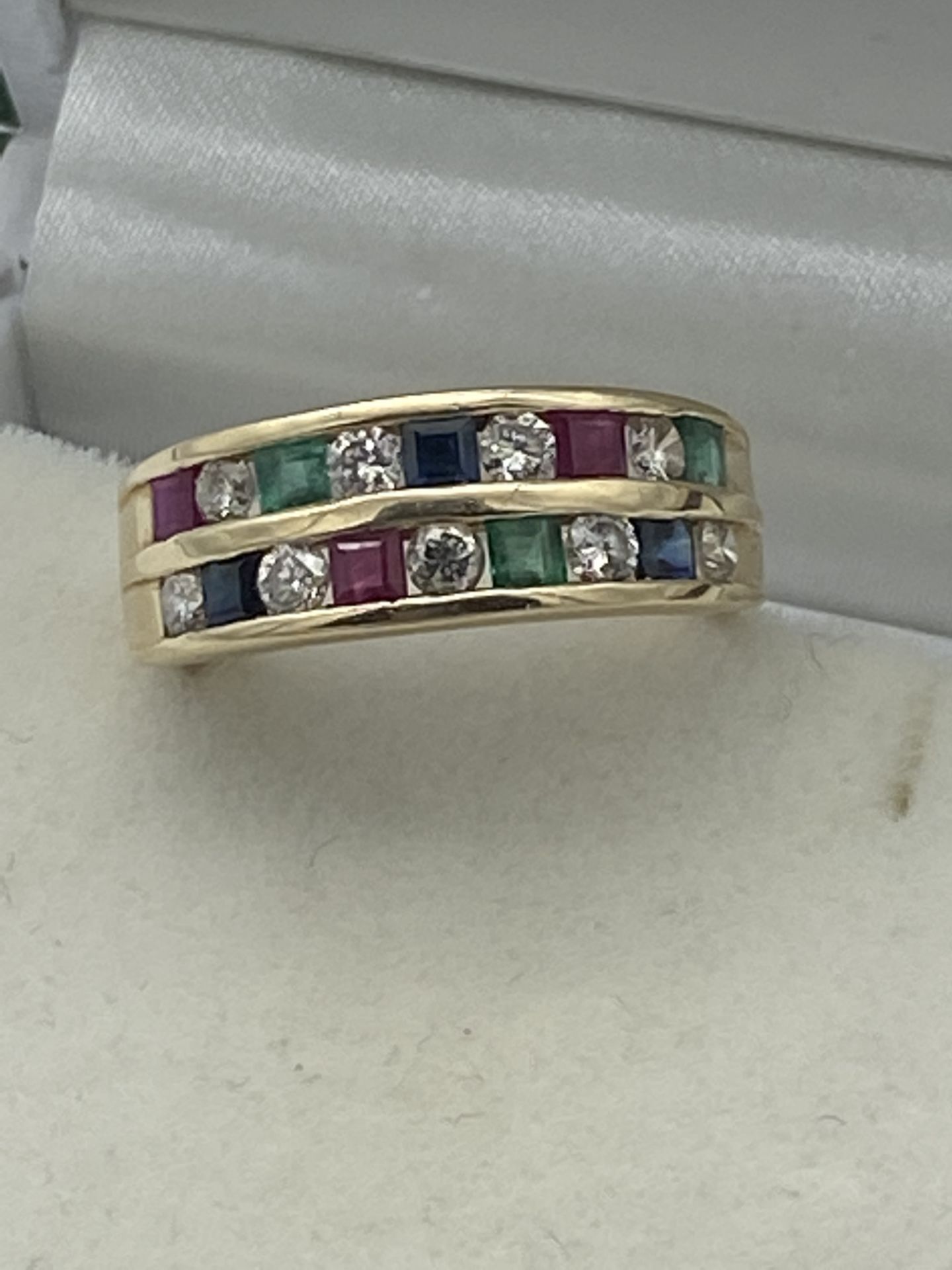 14ct MULTI GEM SET DOUBLE ETERNITY RING - Image 2 of 4