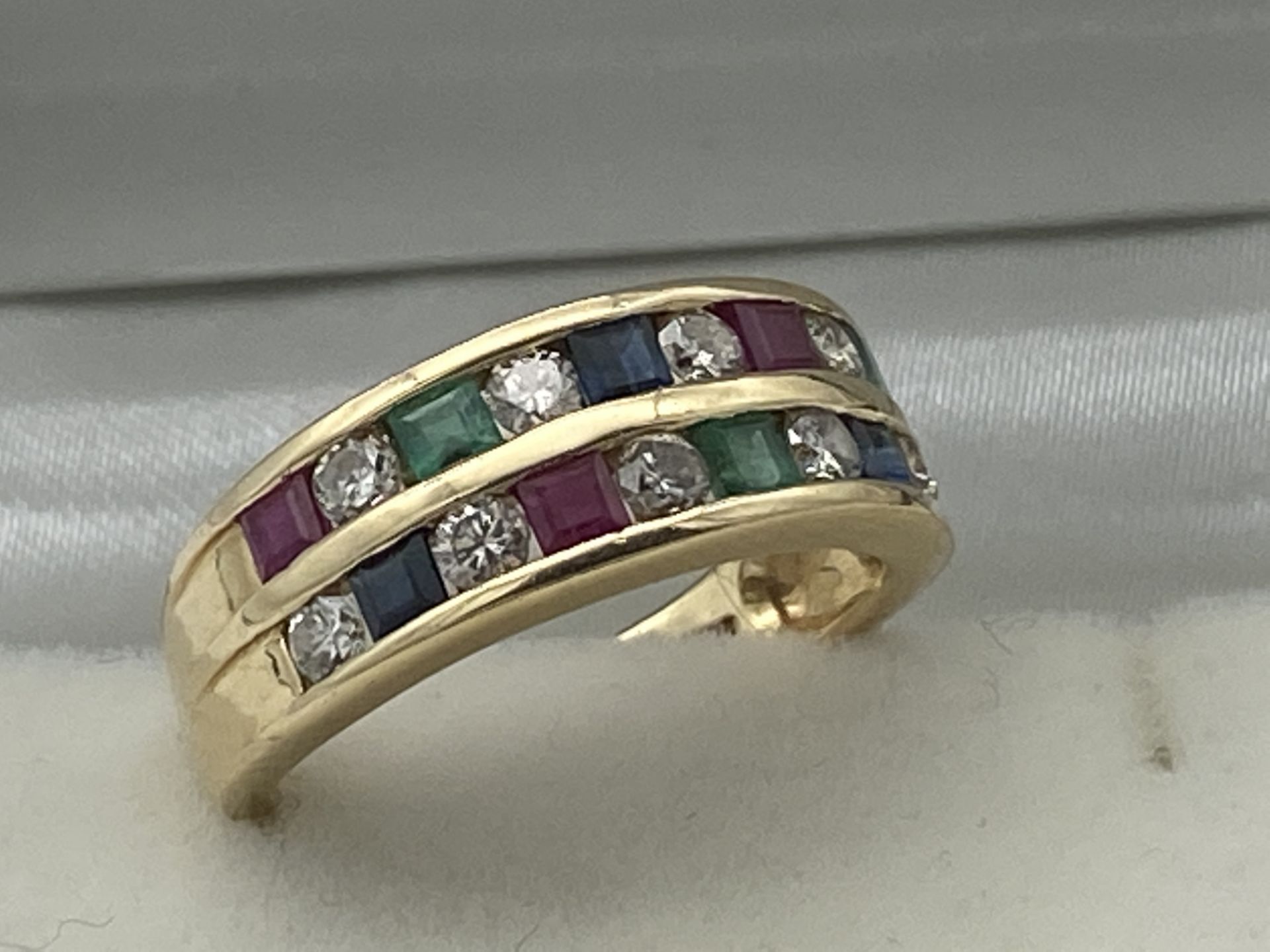 14ct MULTI GEM SET DOUBLE ETERNITY RING