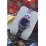 *FULL SET* ROLEX DATEJUST (LADIES) STEEL & 18CT WHITE GOLD - NAVY BLUE 'ROMAN NUMERAL' DIAL