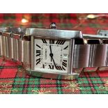 CARTIER TANK FRANCAISE 2302 GENTS STEEL WATCH