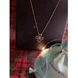 Tiffany & Co. Sterling Silver Paloma Picasso Diamond ""Loving Heart (Clover)"" Necklace