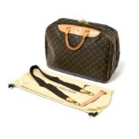 Louis Vuitton "Deauville" travel bag Monogrammed canvas and natural leather. Initialled "YDK" on the