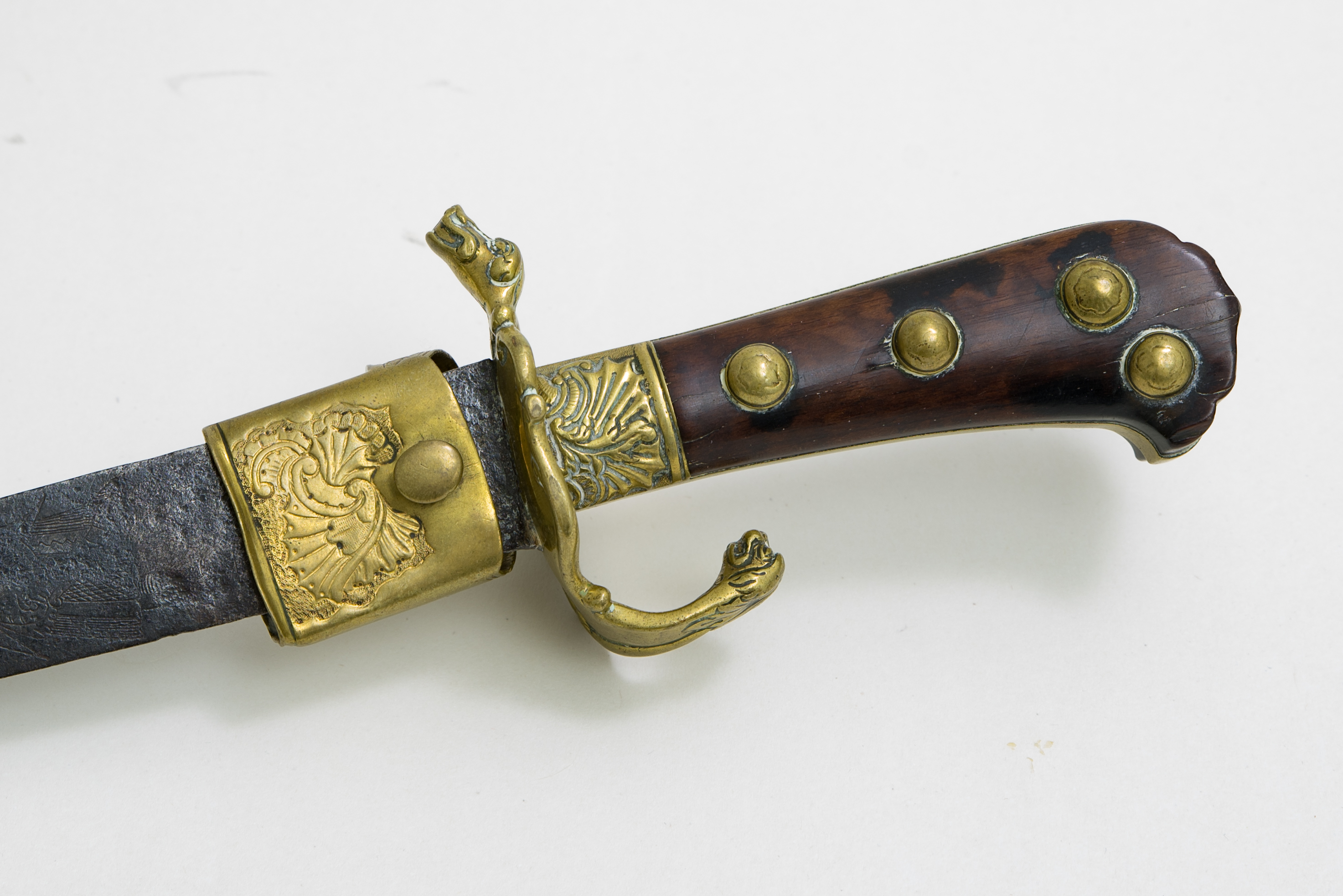 Hunting knife and partisan spearhead Rococo German hunting knife, 18th century. Blade is heavily - Image 3 of 5