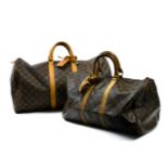 Louis Vuitton Lot of Louis Vuitton "Keepall" bags A lot of 2 "Keepall" travel bags. The larger