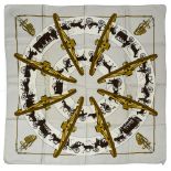 HERMES "Paris qui roule" twill carrŽ scarf 90 cm twill silk carrŽ scarf, depicting carriages and