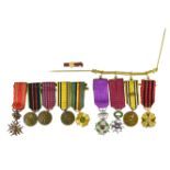 Lot of miniatures BELGIUM Order of Leopold, Order of the crown, War Cross, gold medal civilian