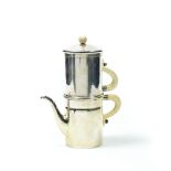 Coffee pot with its travel mug LIKELY ITALIAN WORK Silver and ivory. Silversmith's hallmarks (