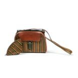 Delvaux TLC bag Crossbody bag made of green/orange/natural Toile de Cuir, beige suede lining. 4