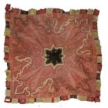 Square shawl INDIA, MID-19TH CENTURY Red ground, decorated with palms abutting a black starry