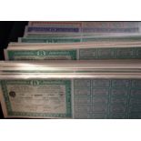 Set of antique SNCB stocks BELGIUM Includes 1527 shares in total, in denominations of 50 (1x), 10 (
