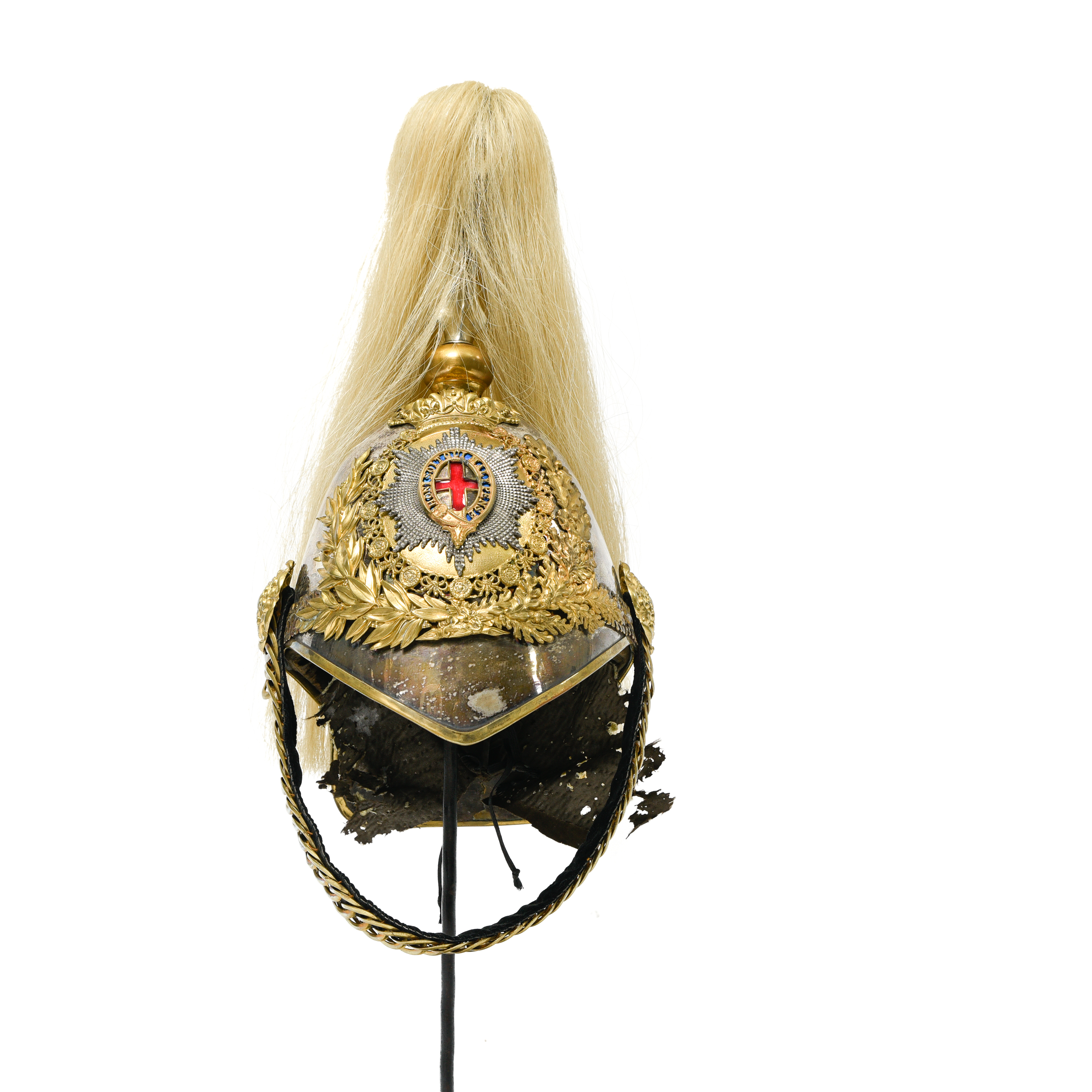 1st Life Guard regiment officer's helmet GREAT BRITAIN, CA. 1900 Silver-plated dome, emblem features - Image 2 of 2