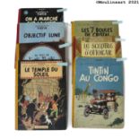 HergŽ Set of seven Tintin EO colour albums Includes: Explorers on the Moon (B11 Belgian DR EO,
