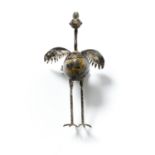 Bird TAXCO, MEXICO Silver sculpture with stone egg. Marked on the tail. H : 13 cm Width : 7,5 cm