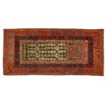 Woman's prayer rug OTTOMAN EMPIRE, 19TH CENTURY Composed of various elements. Black kilim with bands