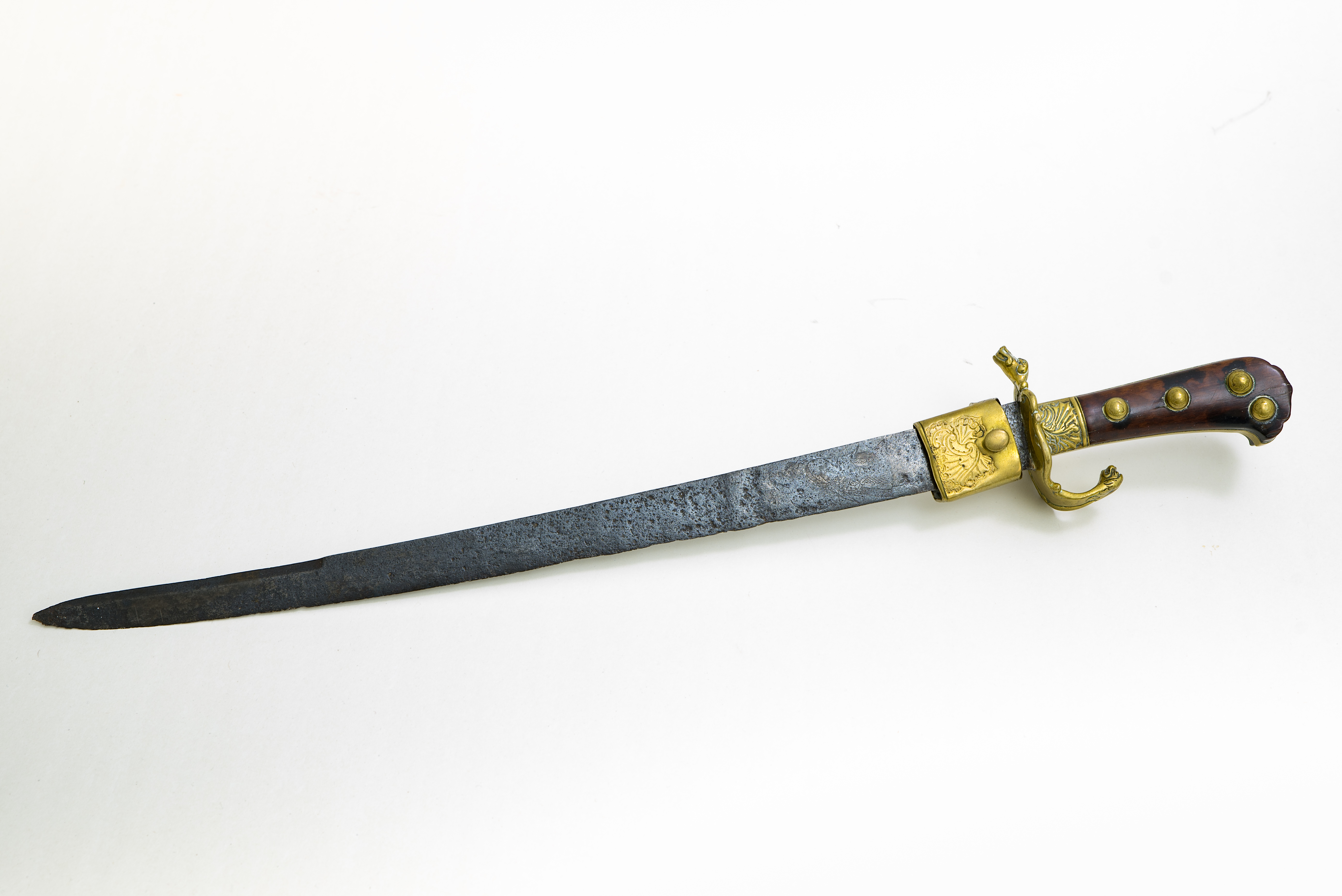 Hunting knife and partisan spearhead Rococo German hunting knife, 18th century. Blade is heavily