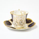 1910 commemorative Katanga cup with its saucer Porcelain with royal blue decorations, gold