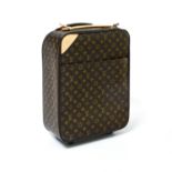 Louis Vuitton "Pegase 55" suitcase Monogrammed canvas and natural leather. Original lock and keys (