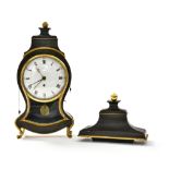 Cartel clock with its lamp base NEUFCHATEL black and gold lacquered wood. Has a tag on the back from
