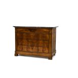 Empire dresser 19TH CENTURY WORK Mahogany and mahogany veneer with four drawers and marble surface H