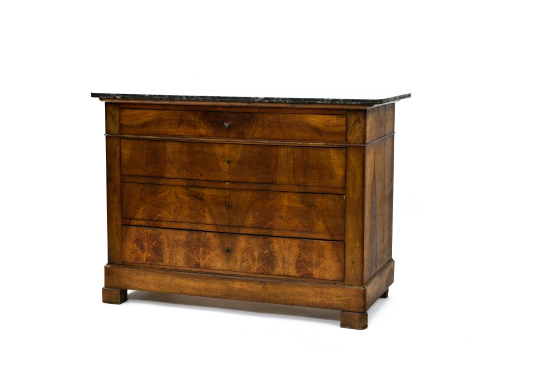 Empire dresser 19TH CENTURY WORK Mahogany and mahogany veneer with four drawers and marble surface H