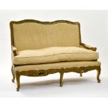 Bench LOUIS XVI-STYLE WORK carved giltwood, upholstered in unbleached fabric H : 107 cm Width :