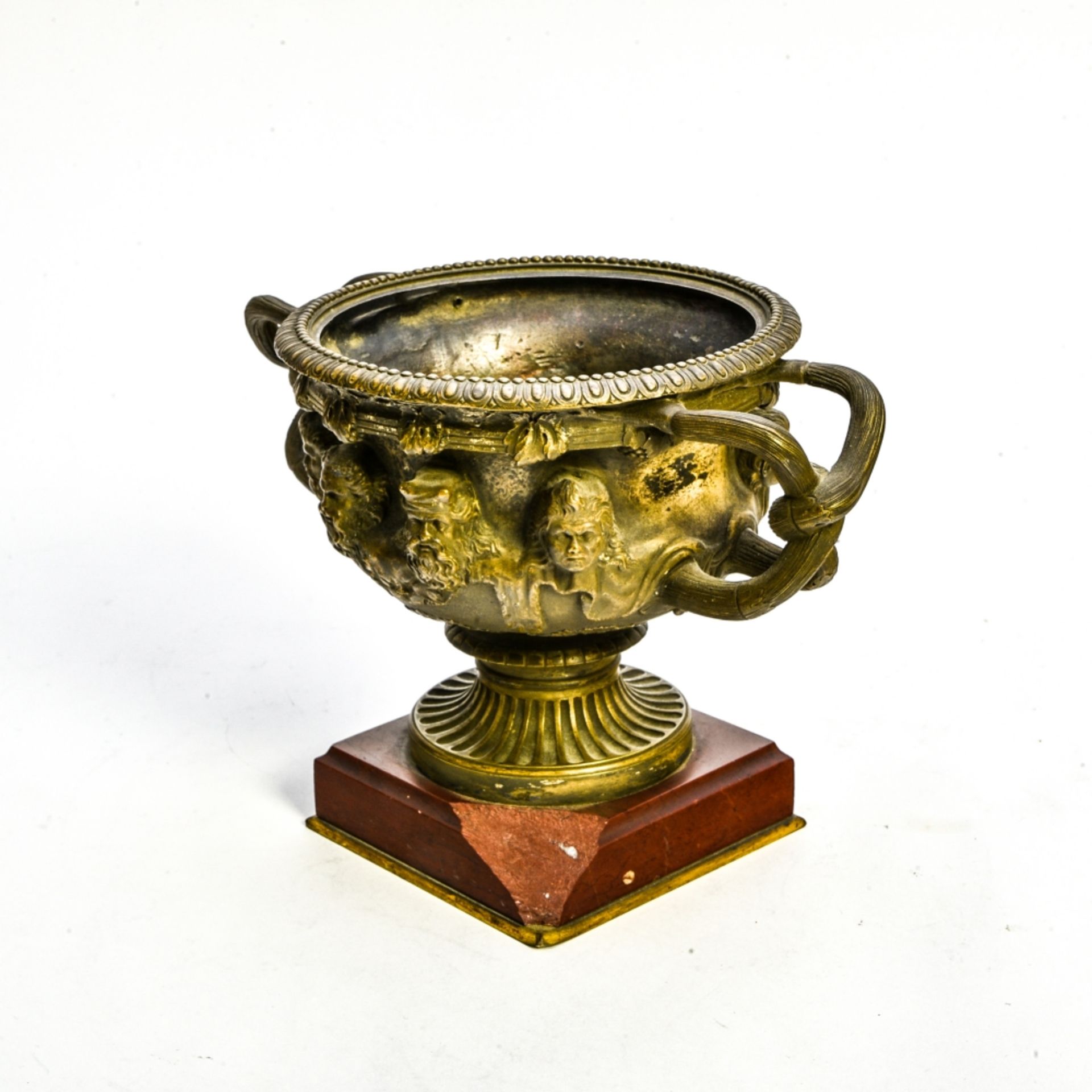 Warwick bowl LATE 19TH CENTURY WORK Bronze with golden-brown patina, marble base damage to the - Image 4 of 5