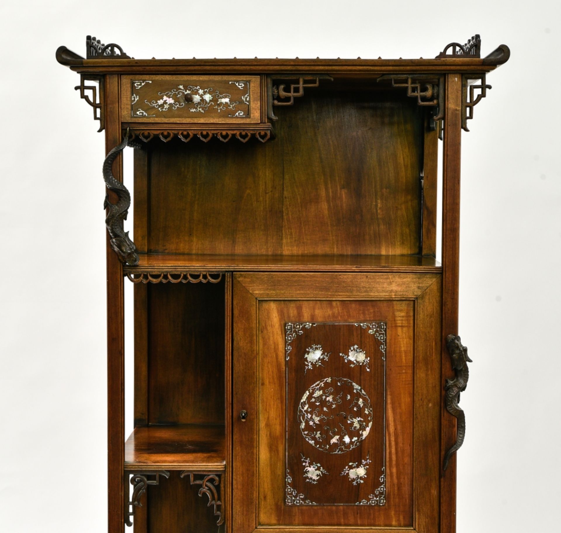 Gabriel VIARDOT (1830-1906) attributed to Collector's cabinet carved, stained, and burgautŽ wood, - Image 2 of 4