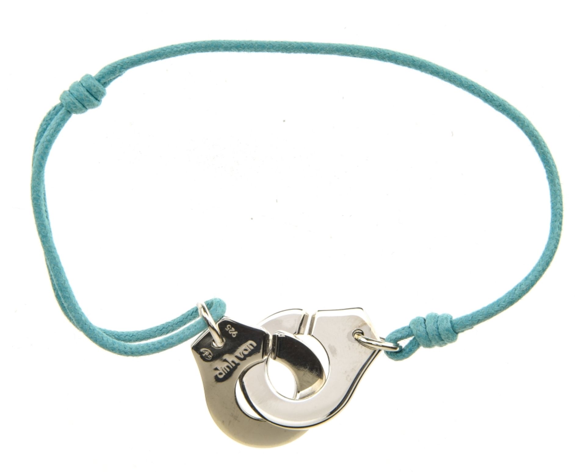 Dinh Van Menottes R15 cord bracelet Sterling silver. Large model. Turquoise cord. Very minor
