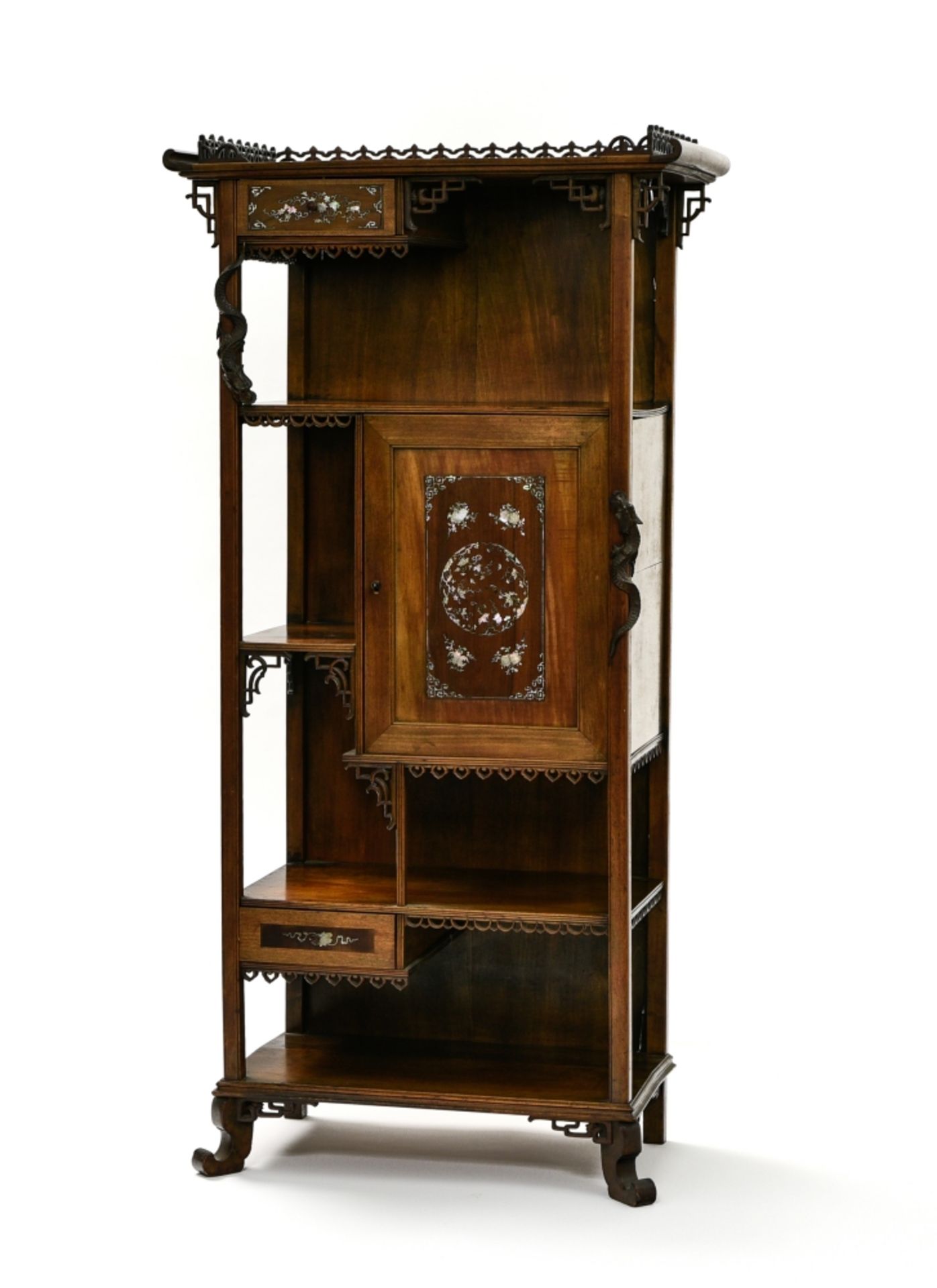 Gabriel VIARDOT (1830-1906) attributed to Collector's cabinet carved, stained, and burgautŽ wood, - Image 3 of 4