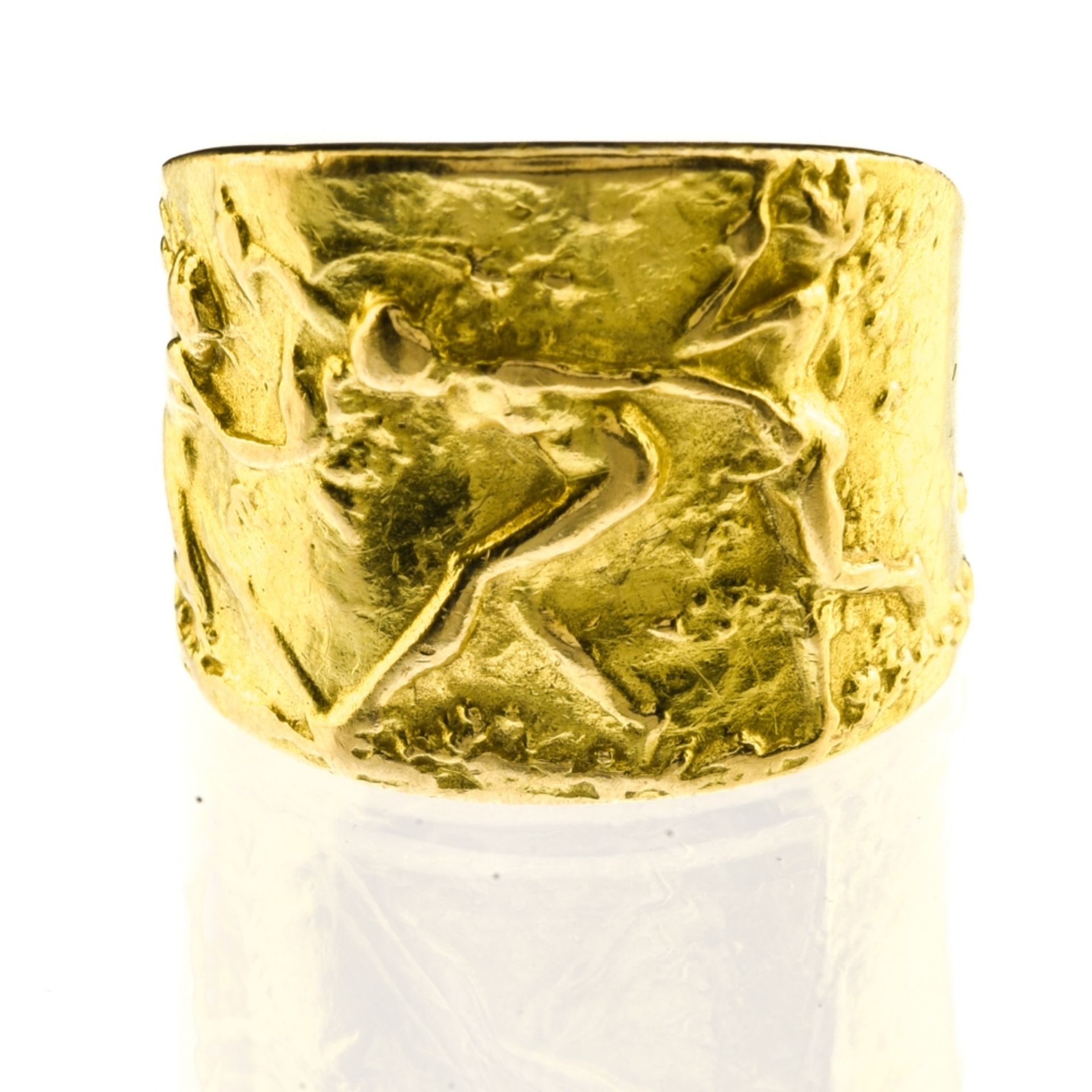 LALIQUE "Bacchanale" bangle 18 kt yellow gold, signed LALIQUE. Ring size: 60 Hallmark: RL in a - Bild 4 aus 4