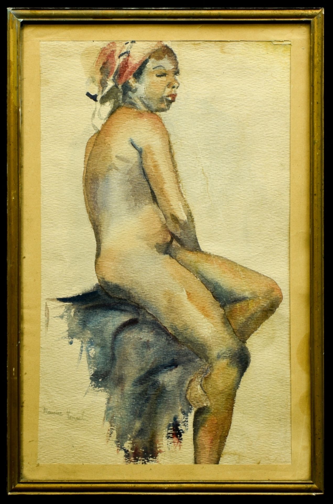 Maurice Henri HENSEL (1890- ?) Female nude Watercolour on paper, signed at lower left framed H : - Bild 2 aus 2