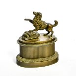 Wise poodle inkwell 19TH CENTURY WORK Bronze with brown patina, cover adorned with a dog and a