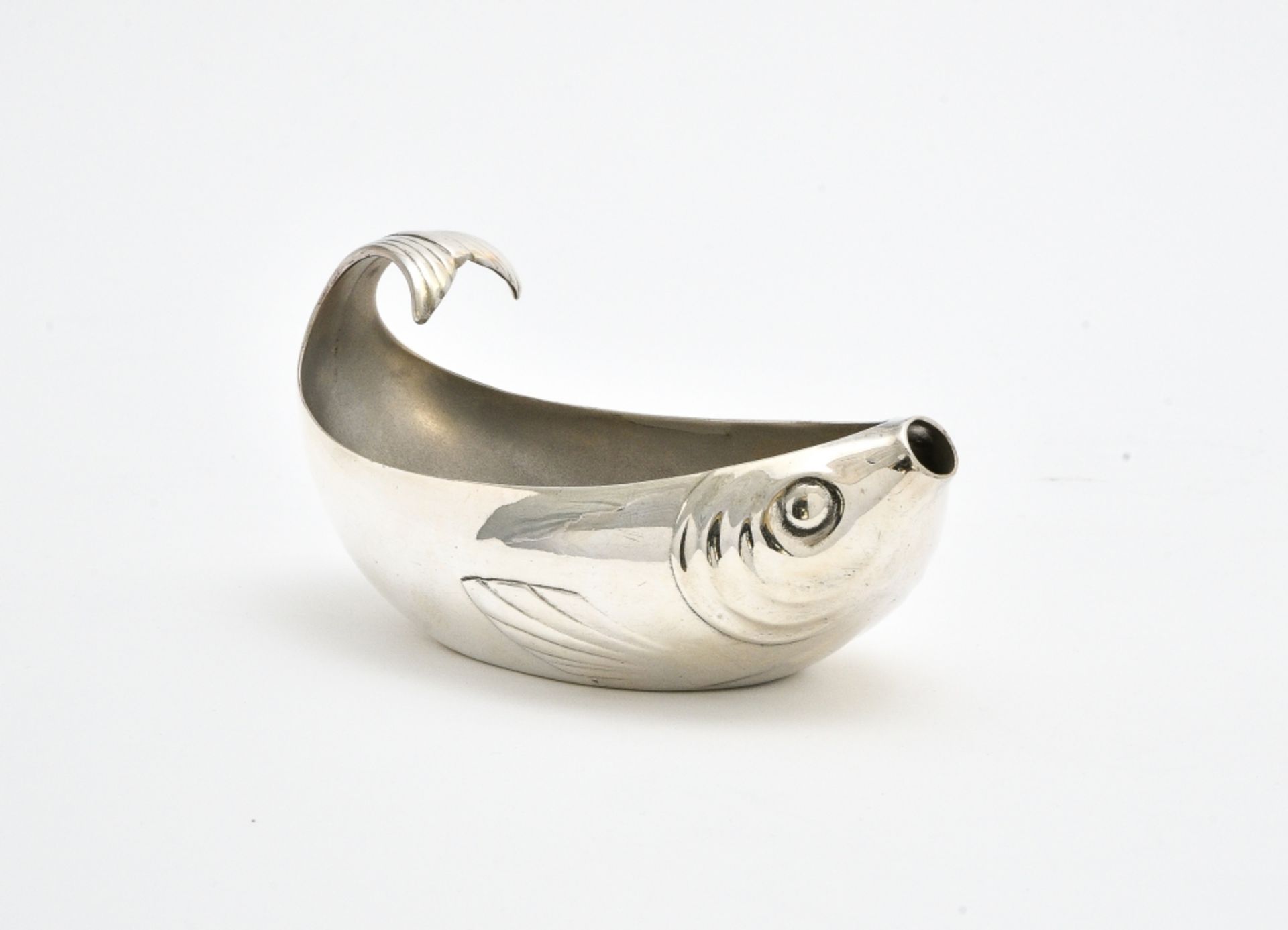 GALLIA for CHRISTOFLE Art Deco gravy boat silver-plated metal, shaped like a fish. Gallia mark, CC