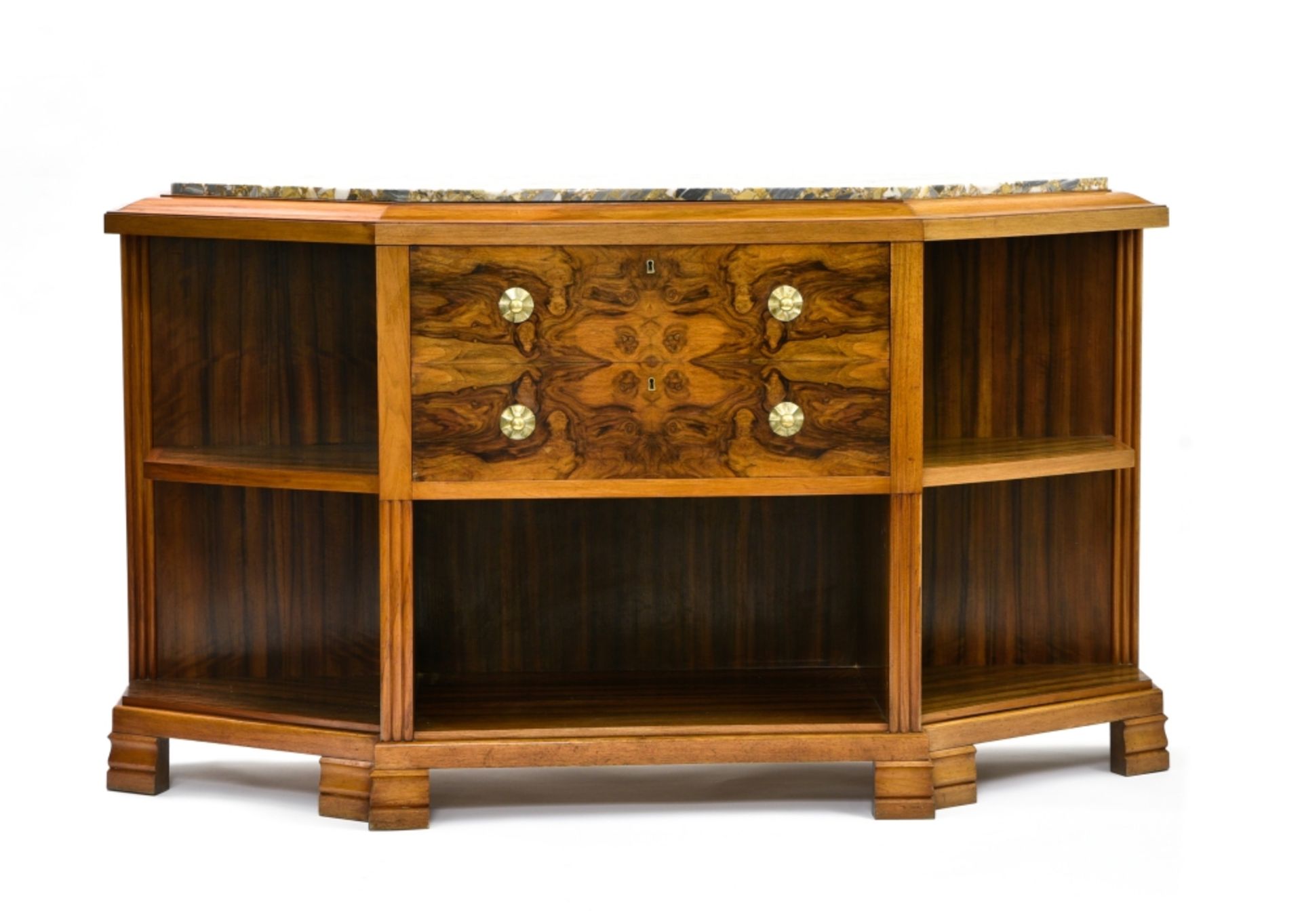 DE COENE, attributed to Art Deco dining room set walnut, composed of a table, a buffet, a storage