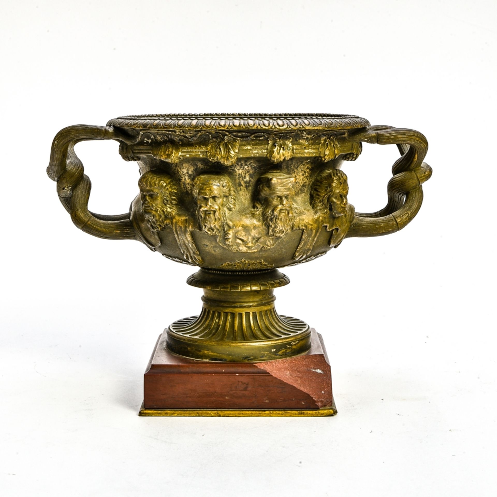 Warwick bowl LATE 19TH CENTURY WORK Bronze with golden-brown patina, marble base damage to the - Image 3 of 5